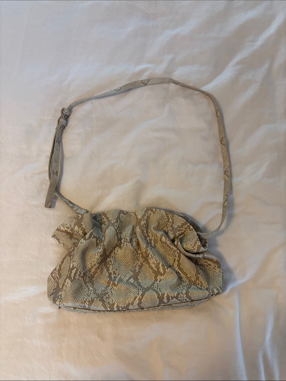 Anthropologie Beige & Light Brown Snake-Print Crossbody Bag